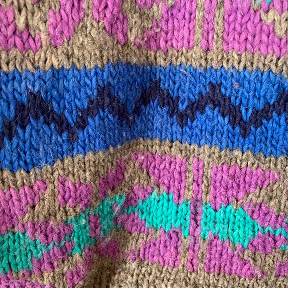 Sold🎈Vintage 90s Wool Sweater Collar Handmade Ecuador - Picture 3 of 14